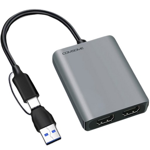 컴썸 USB TO HDMI 맥북 듀얼모니터 멀티 허브 CT-31P, 블랙